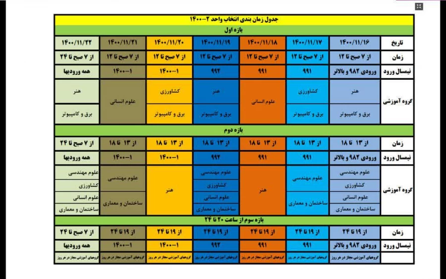 انتخاب واحد 1400