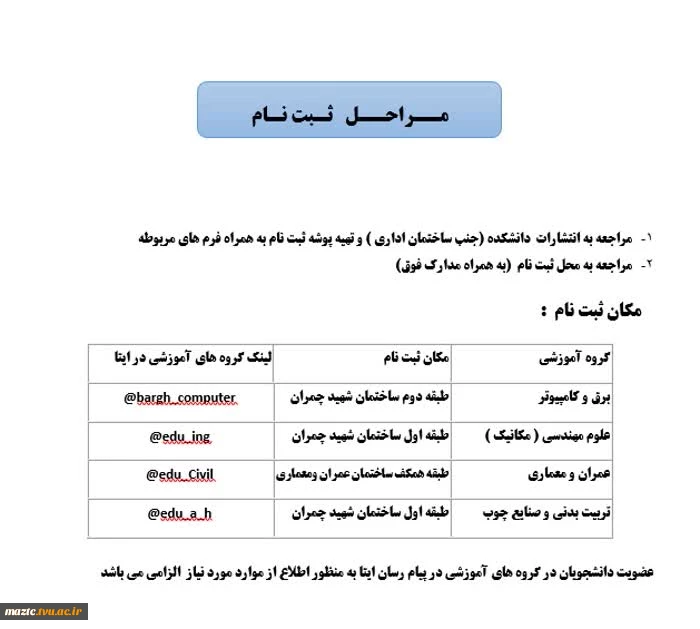 مراحل ثبت نام دانشجویان جدید الورود