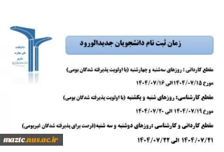 زمان ثبت نام دانشجویان جدید الورود